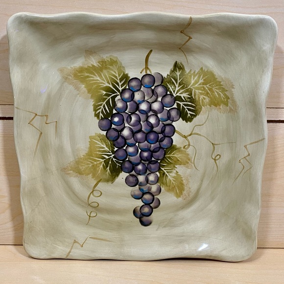 Vintage Tabletops Gallery Cabernet Plate 11" Dinner Square Grapes - Set of 3 - Picture 8 of 10